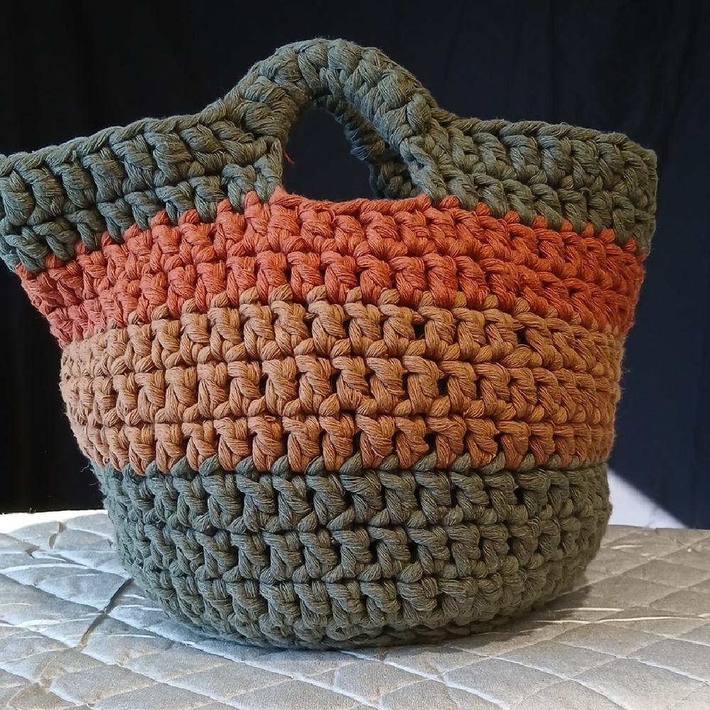Handcrafted Boho Multicolored Crochet Bucket Bag. EUC